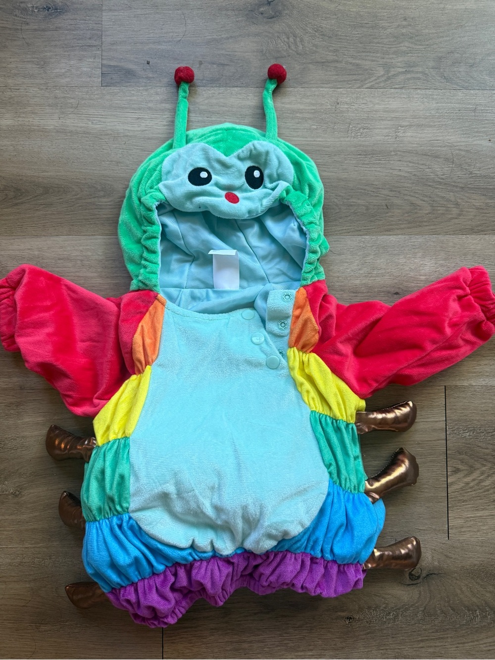Children's Colorful Caterpillar Costume - Rainbow Hooded Jumpsuit